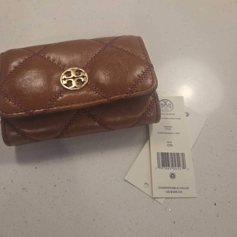 Tory Burch Tan Quilted Leather Wallet